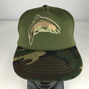 Trout Fisherman Dayston Snapback Baseball Trucker Cap Hat Camo Mesh‎ One Size